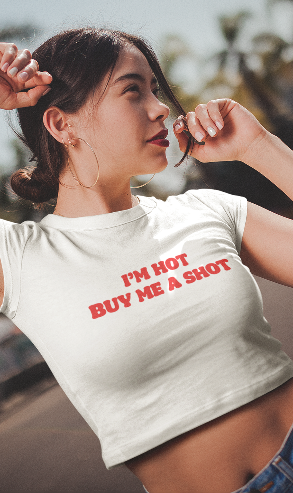 Champion I'm Hot Buy Me A Shot Cropped Tee