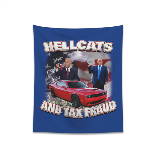 Hellcats and Tax Fraud Tapestry - Blue